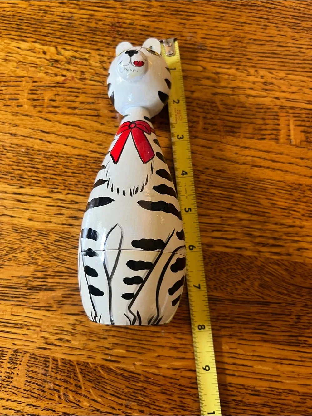 Hand-Painted Cat Nesting Dolls Set — White, Orange, Yellow, Blue